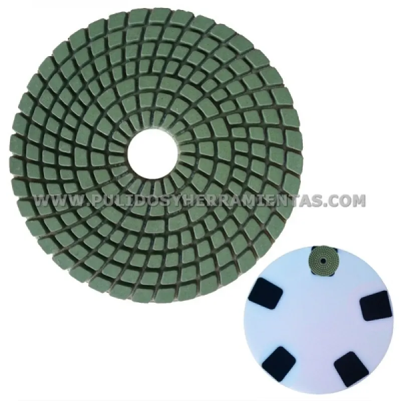 Diamante de resina Ø100 mm. low cost para máquinas tradicionales, satélites y abrillantadoras, pulido en húmedo 