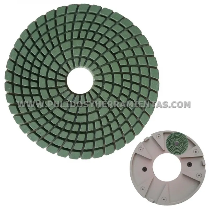 Diamante de resina Ø100 mm. low cost para máquinas tradicionales y satélite, pulido en húmedo 